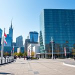 Warsaw business district skyline showing modern office buildings representing top 10 small business ideas in Poland for foreigners